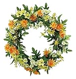 エルアーツ 造花 デイジーミックスリース 直径30cm L オレンジ E3665-07