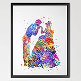 Dignovel Studios 11X14 Cinderella Dancing with Prince Disney Princess Watercolor Art Print Wall Art 
