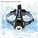 ＴＫＳＴＡＲ LEDヘッドライト、ヘルメットライト、IPX4防水認証、3種類の輝度モード、軽量、丈夫、1000ルーメン、4-7時間の照明時間、充電式電池、USBケーブル、キャンプ、サイクリング、狩猟、