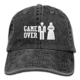 大人 デニム キャップゲームオーバー バチェラー・パーティー 結婚式 ユーモア 大人気 登山 ハット カジュアル 紫外線対策 日よけ 小顔効果 プリント付き 無地 ブラック