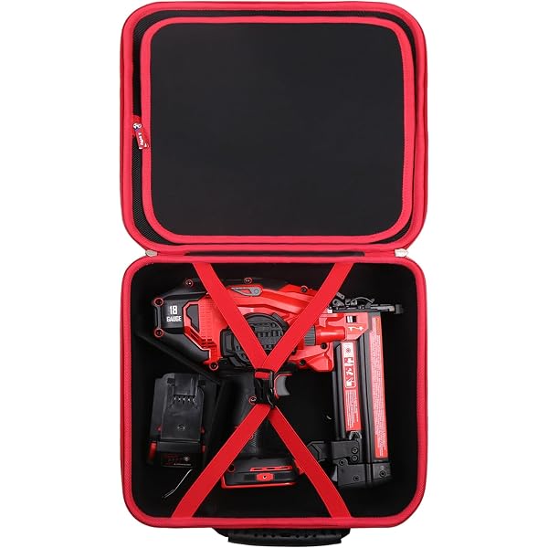 MELOTOUGH Heavy Duty Framing Nailer Tool Bag – Extra Pockets, Shoulder Strap, Fits Hitachi NR83A (Red)