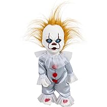 昭和レトロ　ピエロ　ゼンマイ　ぬいぐるみ　アンティーク　道化師　呪物　ホラー アンティーク 昭和レトロのピエロ人形 顔、手、靴足は陶器です