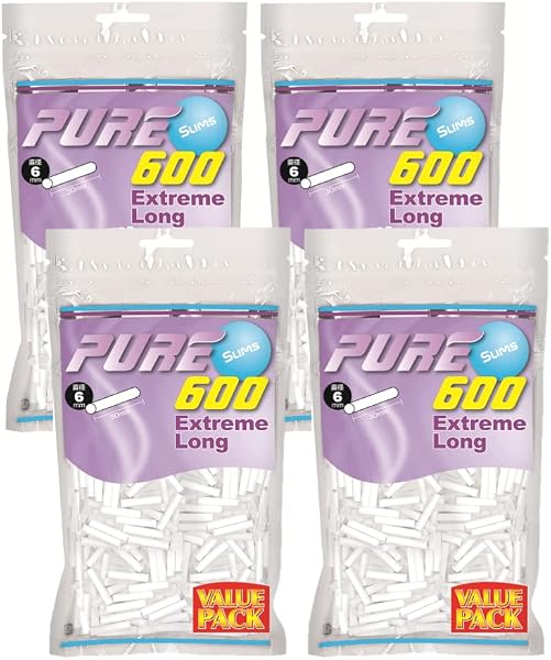 PURE スリム エクストリーム ロング フィルター 6mm x 30mm バリューパック600 ×4個セット 手巻き用 - 1