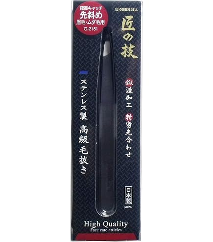 Amazon | 匠の技 ステンレス製 高級毛抜き(先斜め) G-2151 | GREEN