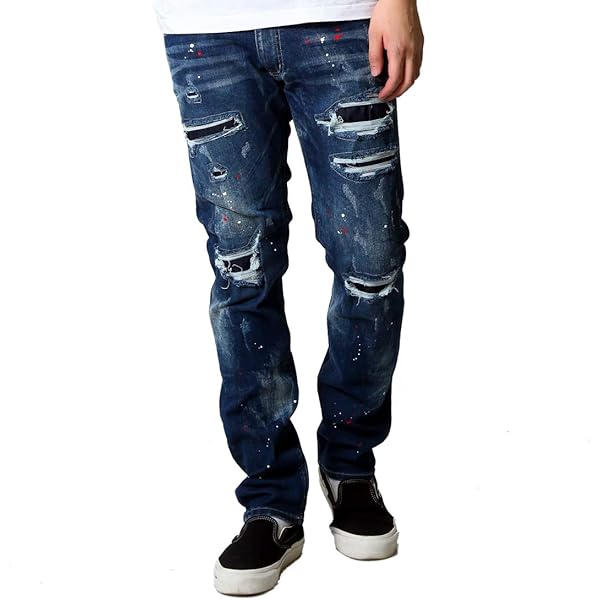 Amazon | [リアルコンテンツ] REALCONTENTS ダメージ デニムパンツ