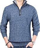 [フラップカッシュ] ニットセーター メンズ Vネック 厚手 ハイネックセーター 裏起毛 ゴルフ シンプル トップス 2XL ネイビー