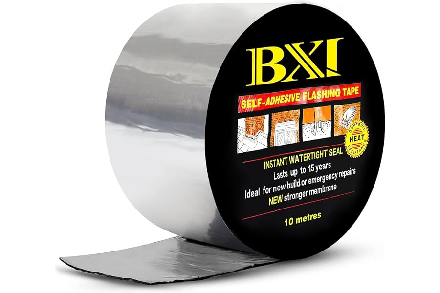 BXI Flashing Roll Tape Membrane - Waterproof Patch & Seal Tape - Modified Bitumen Rubberized Asphalt - Self-Adhesive - Multip