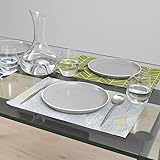 スタイルデコール(STYLE Decor) ランチョンマット 綿100% 2枚セット 洗える 布製 30×44cm スタンダード グレー リーフ シンプル W2802300
