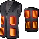 DINOKA 電熱 ベスト 電熱ジャケット 8枚ヒーター内蔵 防寒 加熱 USB接続 バッテリー給電 3段階温度調整 男女兼用 水洗いでき しわなし 臭くない ブラック