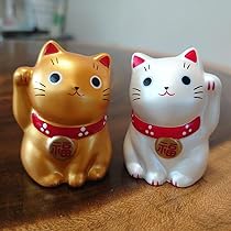 招き猫セット Amazon.co.jp: 招き猫 開運 神田神社 ツインセット 金銀猫 風水