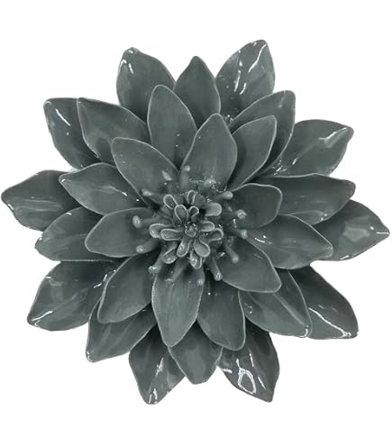 ALYCASO Handmade Ceramic Flower Wall Decor - White Lotus Rose Art, 5.9 Inch, For Living Room, Bedroom, Hallway - View #14