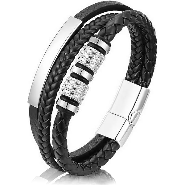 Amazon | [KJOET] ブレスレットメンズブラック黒2連数珠ブレスレット二 