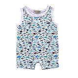 ベビー　子供服　ロンパース　カバーオール　可愛い　サメ　魚柄　超柔らかい　赤ちゃん　新生児　出産祝い　普段着　パジャマ　コットン　0-24ヶ月 (100, 小魚)