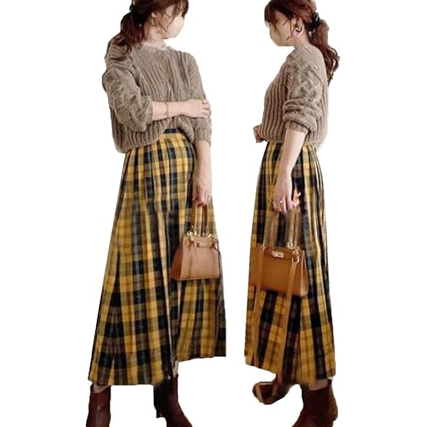 Amazon.co.jp: [YINGDIE] セットアップ チェックスカート ニット