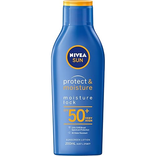 NIVEA SUN Protect & Moisture, Moisture Lock Sunscreen SPF 50+ 200ml | UVA/UVB Broad Spectrum Protection | Moisturising Sunscr