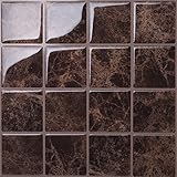 Tic Tac Tiles 防カビ 粘着式 壁タイルMarmo Marte ブラウン BSW04