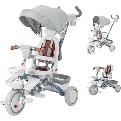 Amazon.co.jp: UBRAVOO 子供用三輪車 7in1 三輪車 折りたたみ 手押し棒