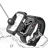 【2024強化版】ELYBYYLE for Apple Watch ケース 45mm 41mm 防水ケース 360度全面防水 バンド 水泳・スポーツ専用 ガラスフィルム 一体型 apple watch 用 カバー 360フルボディ防水 アップルウォッチ ケース Apple Watch 9/8/7 41mm対応 光沢のシルバー