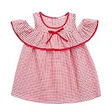 ベビー服 女の子 ワンピース ドレス 肩出し ちょう結び リボン チェック柄　夏　可愛い　ラブリー　おしゃれ 日常着 プレゼント 1-3歳　通園 発表会 旅行 記念日