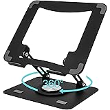 ノートパソコンスタンド 折りたたみ式 360°回転 ノートPC スタンド iPadスタンド角度/高さ無段階調節 人間工学 安定 放熱 姿勢改善 腰痛/猫背改善 PC/MacBook/ラップトップ/iPad/タブレットなどに対応 (ブラック)