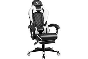 GXTRACE ゲーミングチェア PCゲーミングチェア ゲーム用チェア リクライニング アームレスト ヘッドレスト ランバーサポート オットマン オフィスチェア デスクチェア パソコンチェア 椅子 (White)