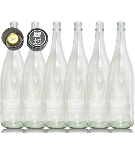 Amazon｜6本セット 1800ml 【黒】ガラス瓶 封印キャップ付 空瓶｜保存