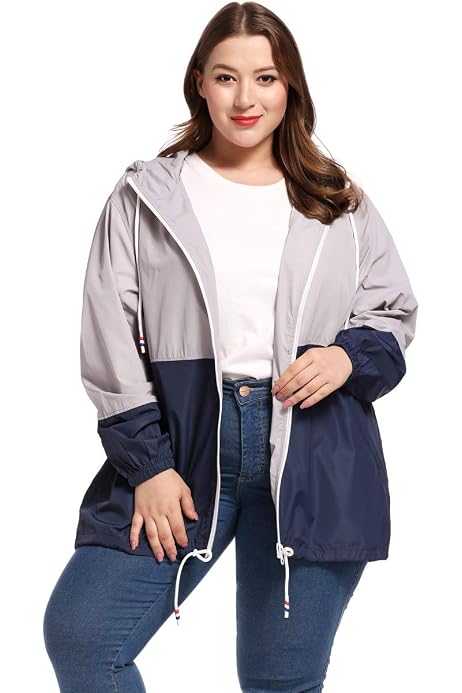 plus size packable rain jacket