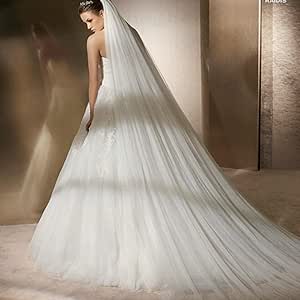 Amazon Co Jp 1 ティアブライダルベール ロングフロアelagant大聖堂ベールウェディングドレスの花嫁のウェディングベールウェディングアクセサリー 10m スポーツ アウトドア
