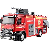 レトロ　金属製　消防車　動けます Amazon.co.jp: 合金金属消防車モデルおもちゃ 子供用LEDライト