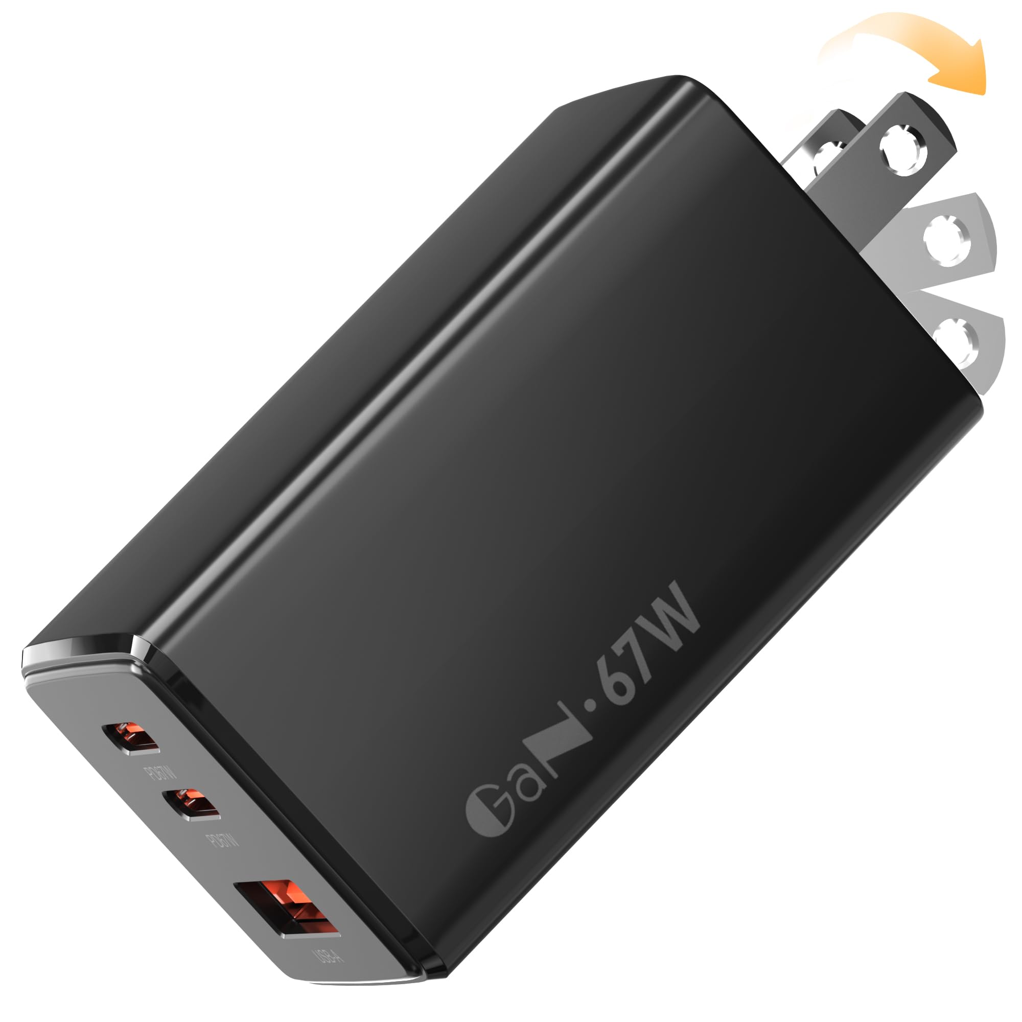 【タイムセール】【999円】 hansang 67W 急速充電 USB-C×2+USB A 3ポートGaN(窒化ガリウム) 折りたたみ式プラグ PD3.0 QC3.0 PPS/SCP Type-C充電器