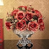 BAGEHUA 高級感のあるリビングルームホームに設定家具装飾的なテーブルの絹の花、ピンクのスーツでは、ローズの花花に配置された花