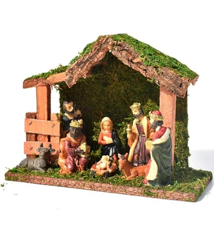 Amazon.co.jp: ミニチュア キッズ キリスト降誕シーンと馬小屋 12個の