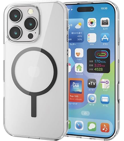 Amazon.co.jp: エレコム iPhone 16 Pro ケース クリア 強化ガラス背面