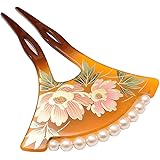 [和ごころきもの屋] 選べる全6柄【パール付き】 簪 2【日本製】 かんざし 髪飾り【二本差し】 パールコーム フォーマル kanzasi-p02 (１.牡丹)