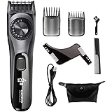 ヒゲトリマー バリカン メンズ 髭剃り 2020最新改良版 調整幅0.5mm 39段階長さ調節 自動研磨 USB急速充電 LEDディスプレイ 残量表示 1時間フル充電 90分連続使用 水洗いOK ひげ もみあげ 散髪 ボディ シェーバー 業務用 家庭