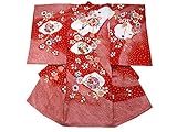 着物美人 お宮参り 女の子 着物 お祝着 新生児 初着 のしめ 宮参り着物 赤ちゃん着物 掛け着 総手絞り 刺繍 正絹 【 赤 枝垂れ桜 】a500701