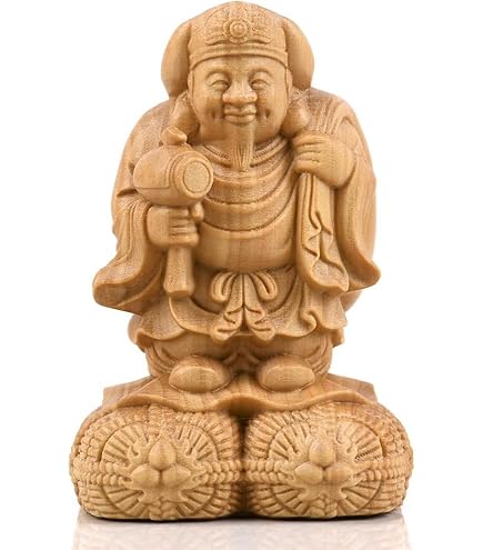 Amazon｜大黒天 置物 仏像 木彫り 七福神 木製 福徳 財運 五穀豊穣
