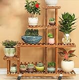 DGF ソリッドウッドフラワーラック、マルチ階建てポットフレーム、屋内と屋外の高および低植物ディスプレイフレーム（L95cm * W25cm * H95cm）