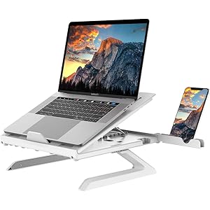 工匠藤井 ノートパソコンスタンド 9段階調整可能 スマホスタンド付き 折り畳み式 白