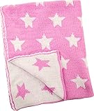 Manual Pink Stars Baby Girl Knitted Polyester Fleece Reversible Nursery Blanket Throw 30x40 by Manua