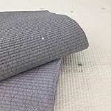 DECO DESEN(デコデッセン) キルティングマット 星の刺繍 ストライプイブル 【155×210cm】 マルチカバー (パープルグレー)