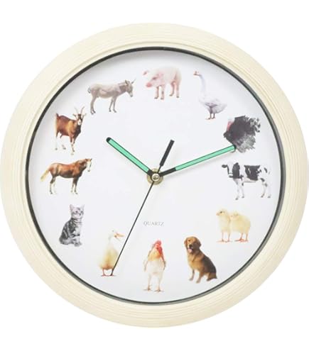 KOOKOOキッズワールド 黄色 動物の声が聞ける 掛け時計 子供部屋に最適 Amazon.co.jp: KOOKOOキッズワールド 黄色 動物の声が聞ける