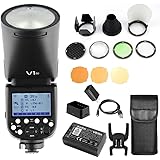 【Godox正規代理】Godox V1-N フラッシュストロボ スピードライト 2.4G 1/8000 HSS 480フルパワー 1.5sリサイクル時間 10レベルLEDモデリングランプ 2600mAhリチウム GODOX AK-R1付き Nikon