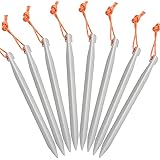Soomloomペグ ステーク テント/タープ設営用 16cm A7075超々ジュラルミン製 軽量 高強度 8本セット 反射材入り V字型断面 キャンプギア