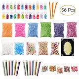 SmartLegend　56パック入り　DIYツール　セット　カラフル　フォームボール　ストレス解消 減圧発散　スパンコール　切片　DIY工芸品　セロファン　プラスチック粘土工具　スライムが含まれない