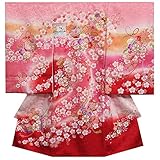 お宮参り 着物 女の子 正絹初着　濃淡ピンクグラデーション　鈴　桜尽くし　金彩　金コマ刺繍　桜地紋　日本製