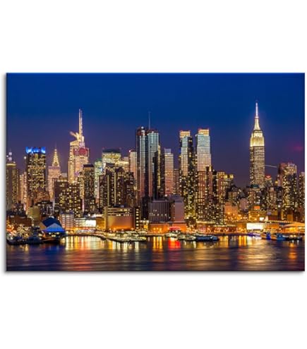 Amazon.co.jp: Potooart ニューヨークの夜街 ポスター キャンバス絵画