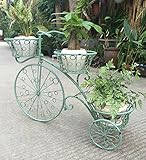 ZENGAI 自転車 フラワーポットラック 農村 レトロ 金属 鉄 窓 工場 鉢植え ディスプレイスタンド フラワースタンド ( 色 : 緑 )