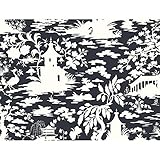 York Wallcoverings Black and White Asian Scenic Wallpaper Memo Sample, 8 by 10-Inch, Seal Black/Seag