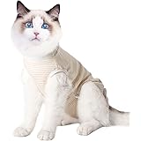 術後服 猫用 ペット術後ウェア 皮膚保護 傷舐め防止 エリザベスカラーに代わり 介護服 引っ掻き防止 避妊術後ケア オス メス兼用 (M, オレンジ)